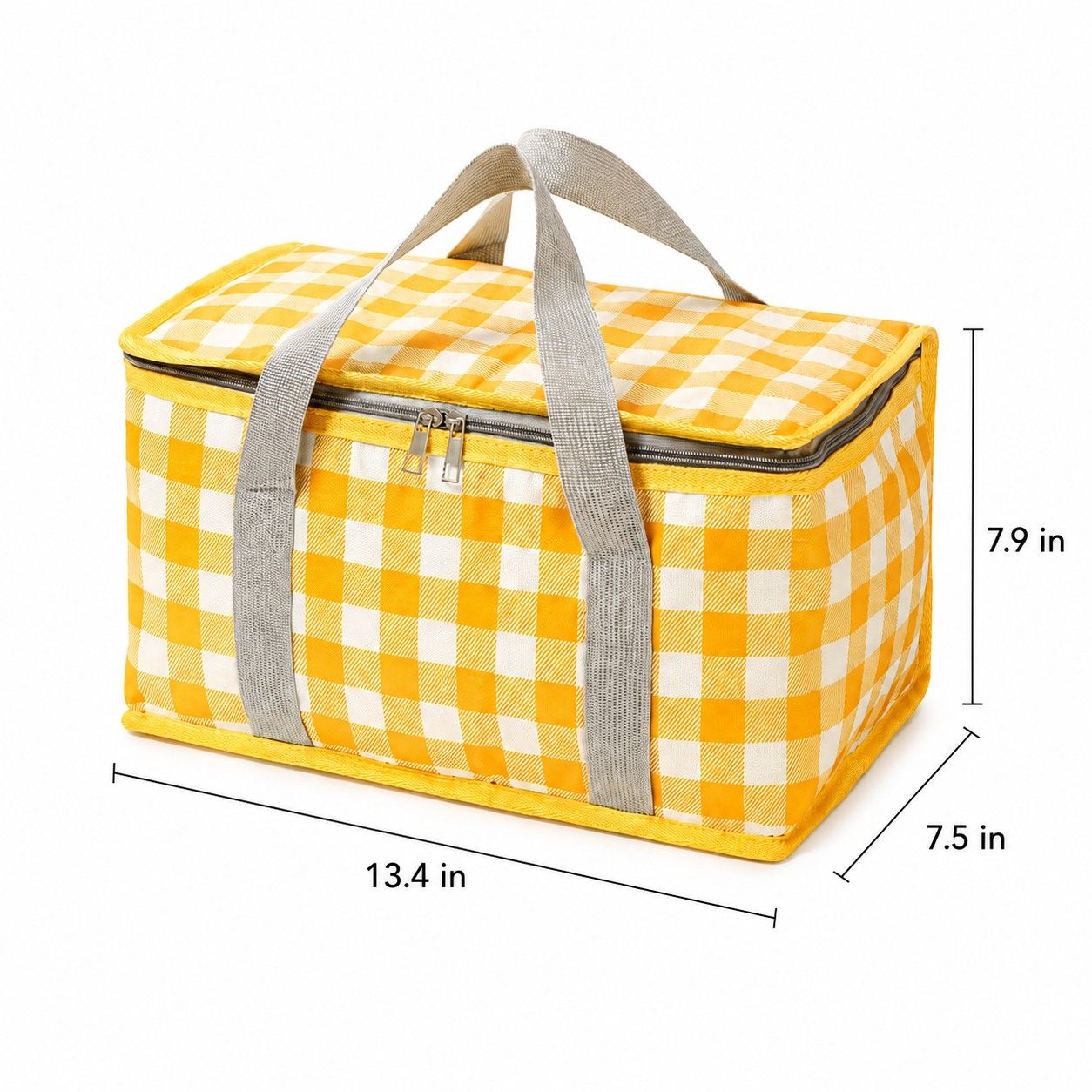 Insulated Picnic Lunch Bag with Zip Closure and Carry Handles