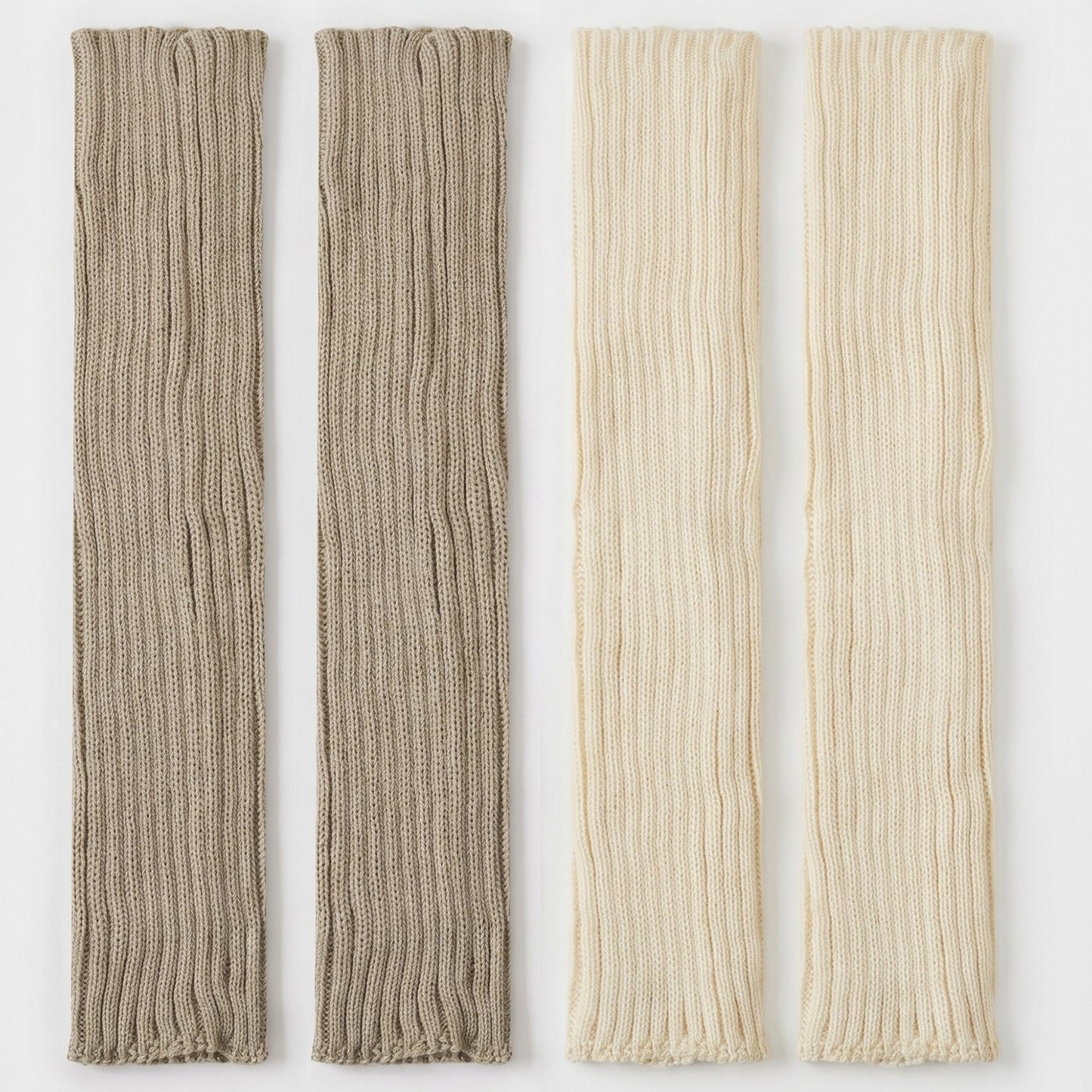2-Pair Long Ribbed Knit Leg Warmers Set, Slouchy Knee-High Boot Sleeves