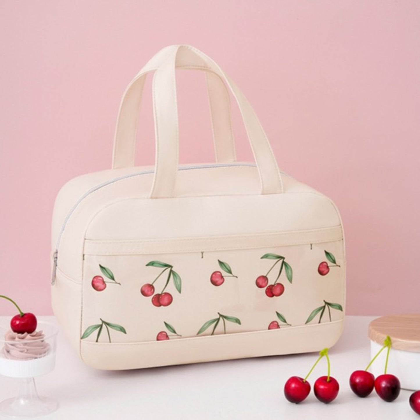 Fruit Print Insulated Lunch Bag Large Capacity Waterproof Lunch Tote for Work School