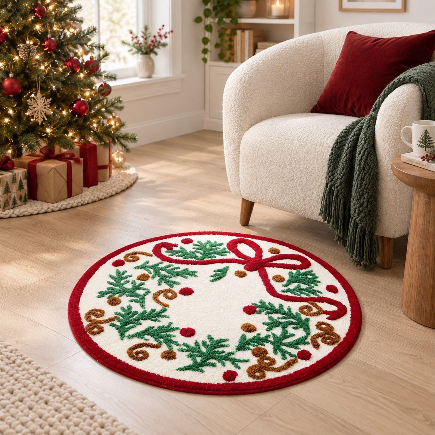 31.5 Inch Floral Tufted Accent Rug Decorative Shaped Area Rug for Bedroom and Entryway