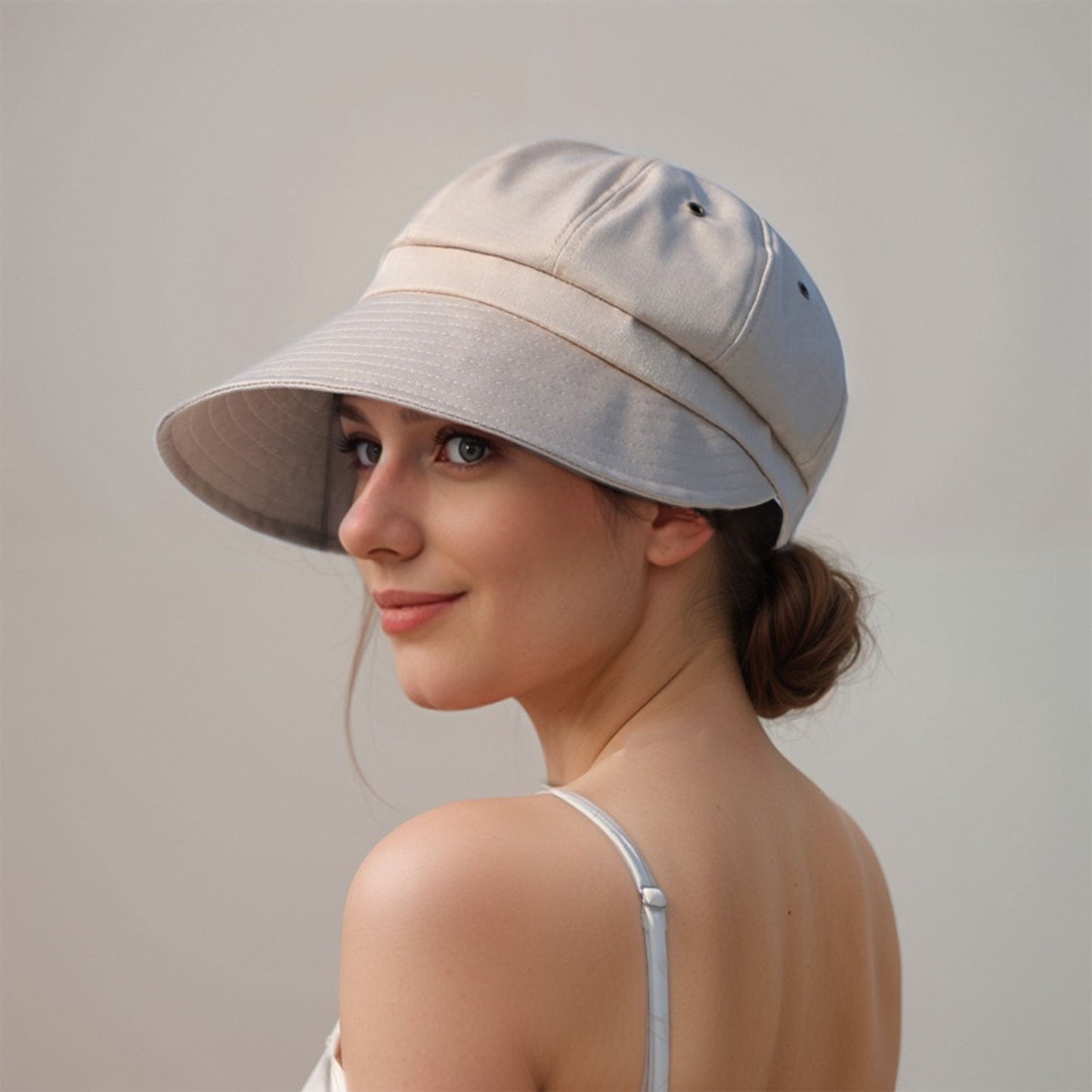Womens Wide Brim Baseball Cap Bundle with UV Protection Ponytail Hole and Ventilated Eyelets Casual Outdoor Style