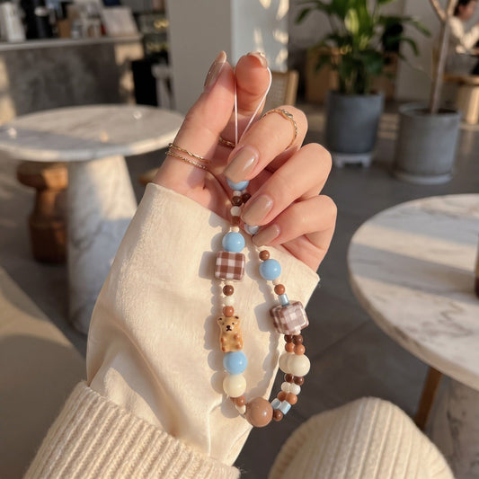 2-Piece Womens Beaded Phone Charm with Hanging Loop and Decorative Accents