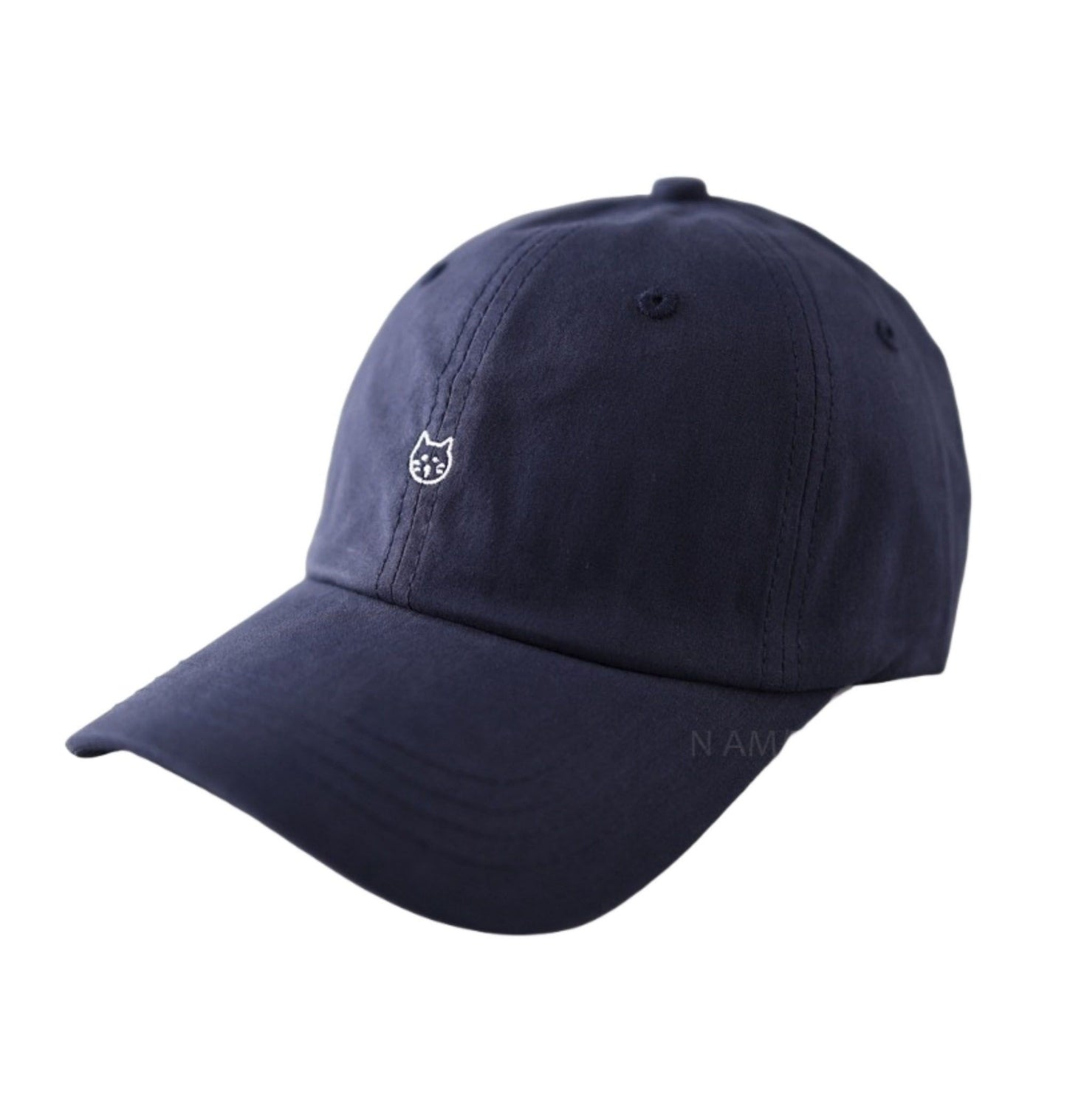 Embroidered Cat Face Baseball Cap with Curved Brim and Adjustable Strap