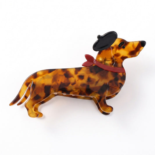 3pc Dachshund Dog Hair Claw Clip Set Tortoiseshell Puppy Hair Accessories