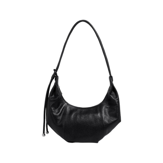 Slouchy Crescent Shoulder Bag with Genuine Leather Finish and Adjustable Strap