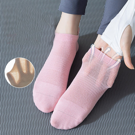 4-Pack Mesh Top Non-Slip Yoga Socks with Full Sole Grips and Breathable Lightweight Fabric