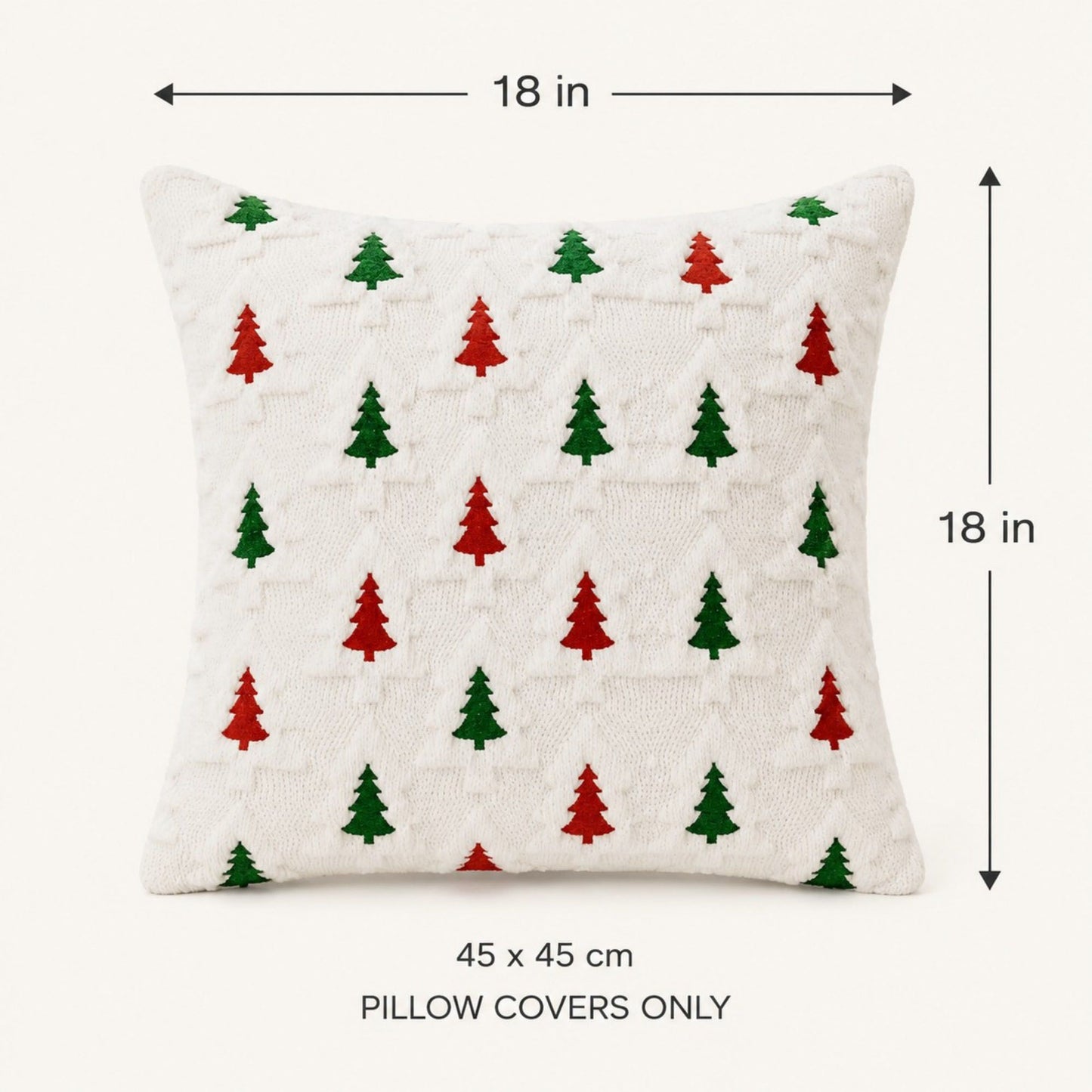 2 Pack Christmas Tree Pom Pom Decorative Throw Pillow Covers