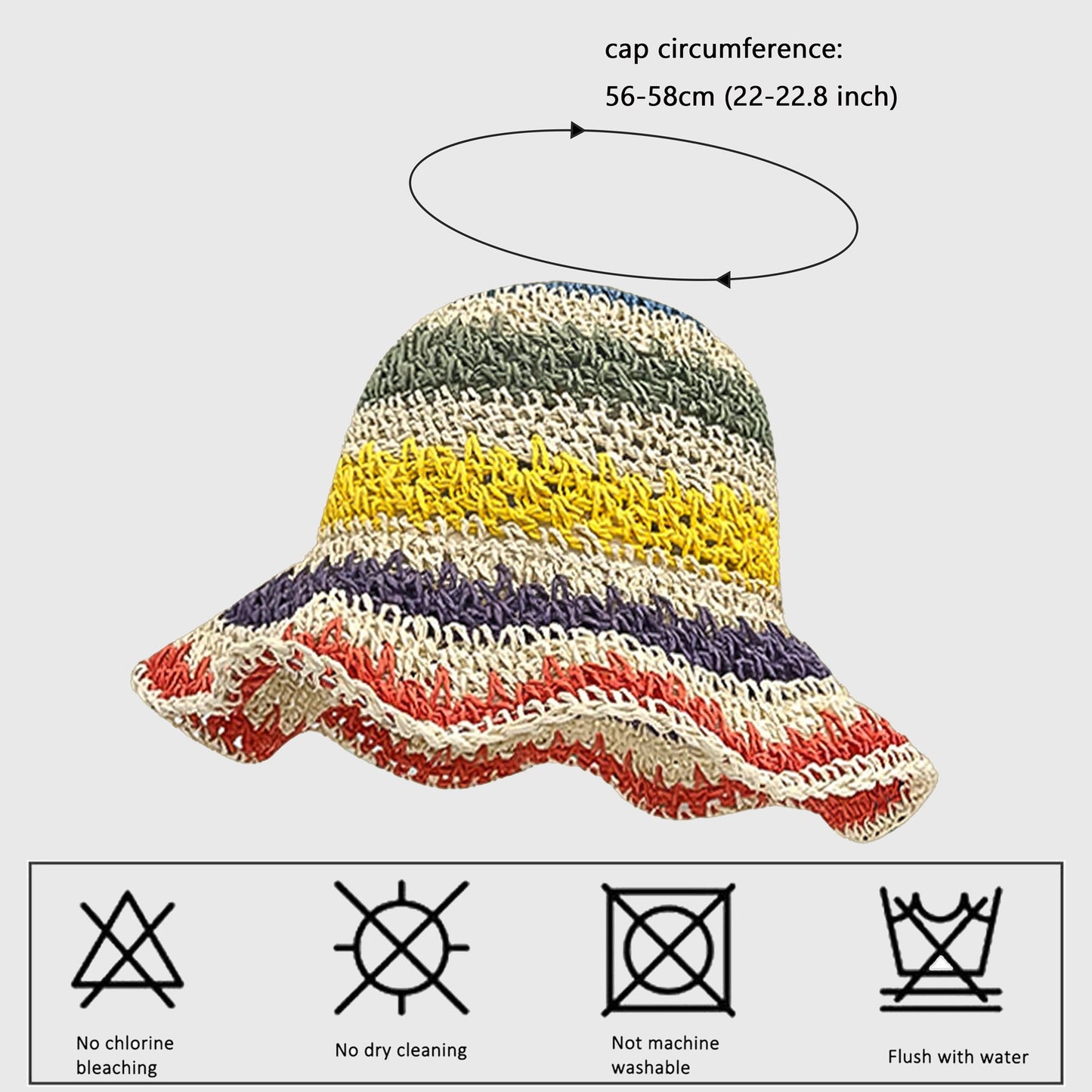 Women's Vibrant Multicolored Crochet Bucket Hat