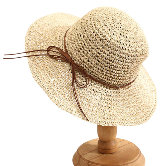 Woven Floppy Sun Hat with Rounded Crown and Decorative Bow Detail for Elegant Summer Shade and Vacation Style