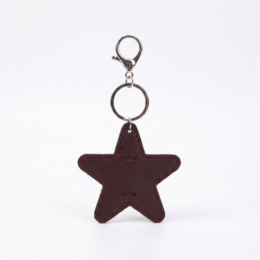 2-Piece Womens Faux Leather Bag Charm Keychain with Metal Clip Ring and Stitched Detail