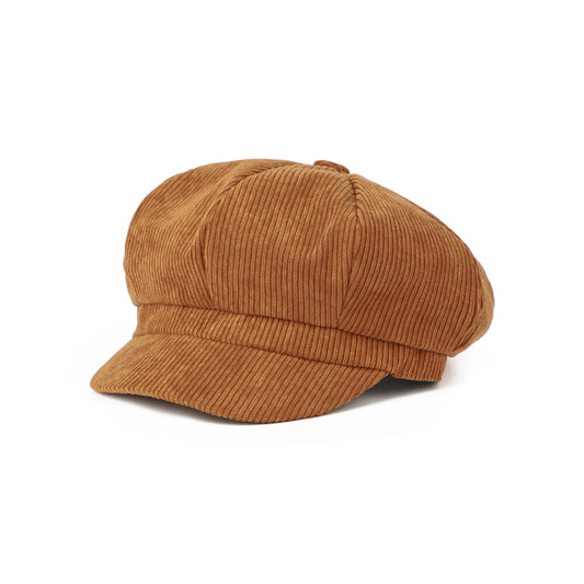 Corduroy Newsboy Cap Vintage Baker Boy Cabbie Hat with Short Brim