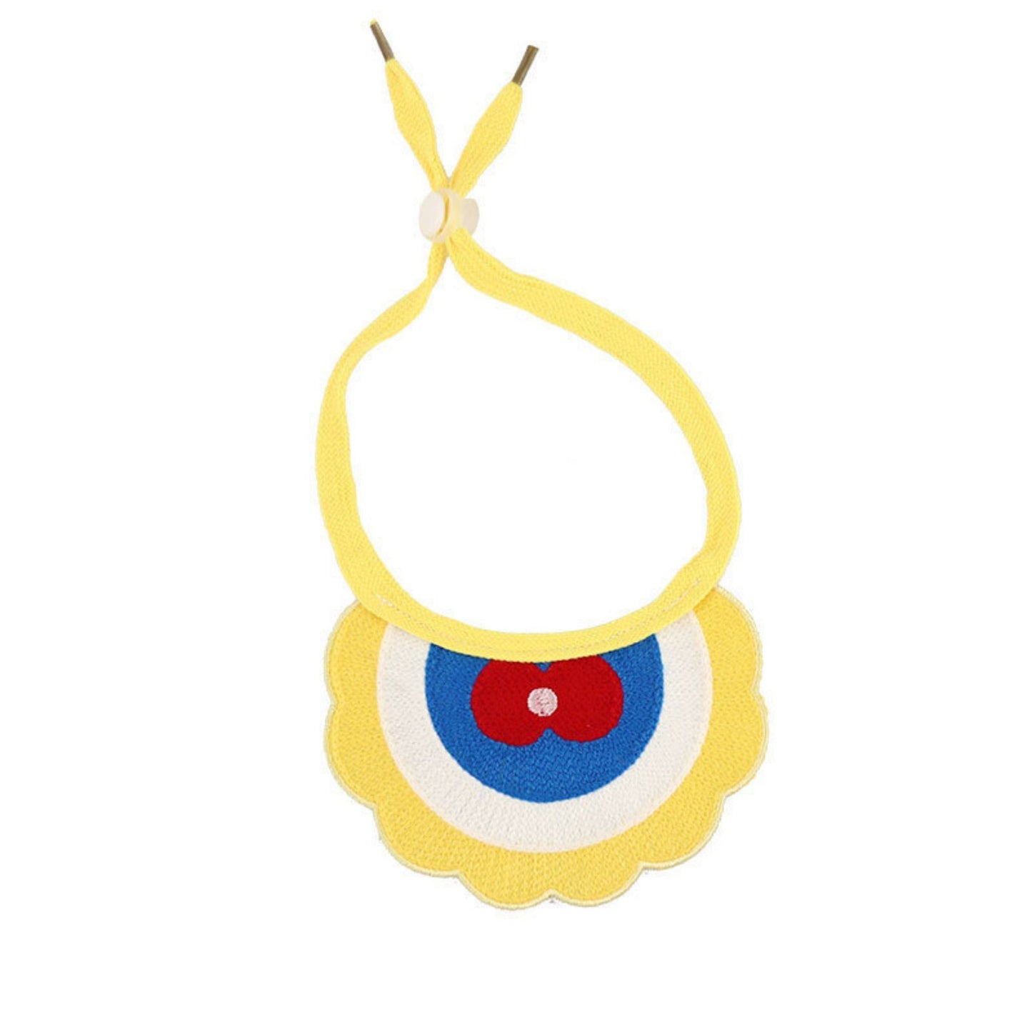 Pet Bib Collar Soft Adjustable Knit Bandana with Colorful Embroidered Design for Cats and Dogs