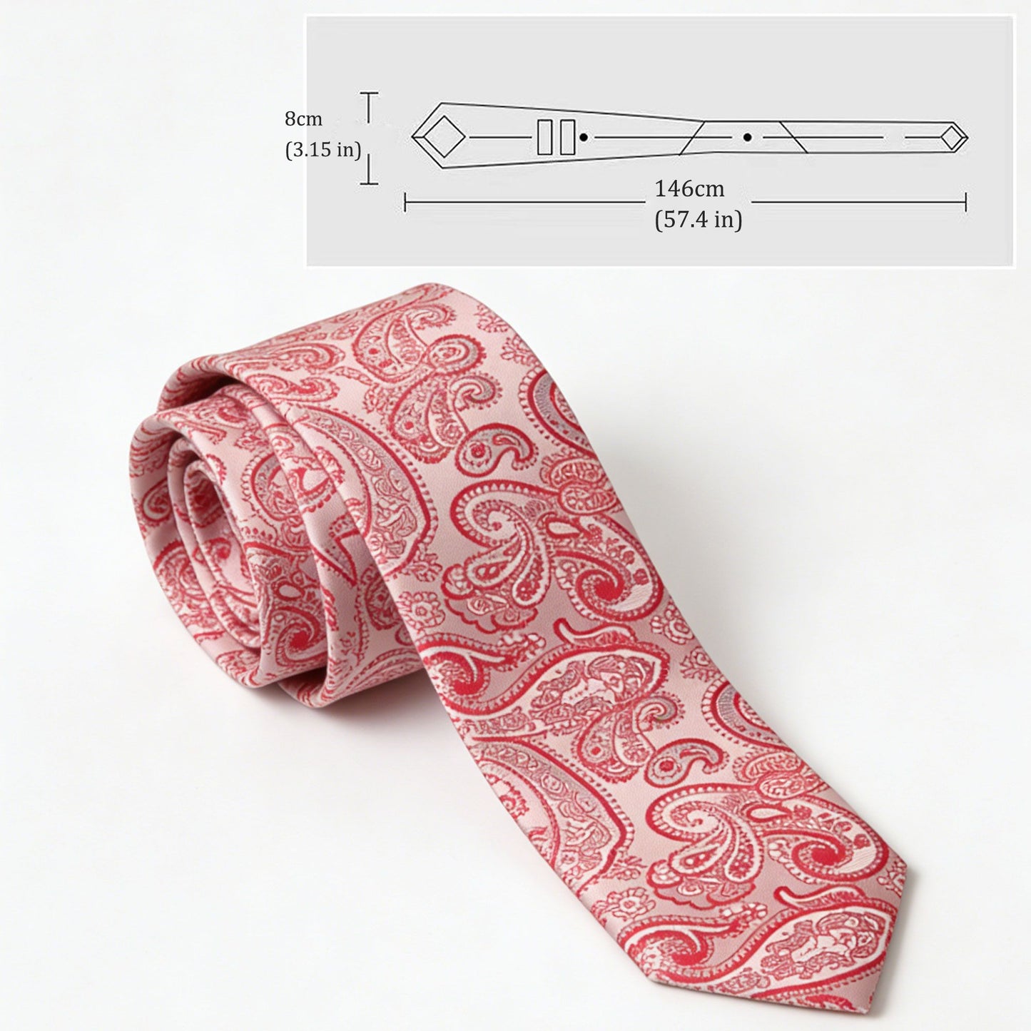 Men's Paisley Polyester Filament Tie - Formal/Casual Necktie for Weddings, Events & Stylish Daily Wear