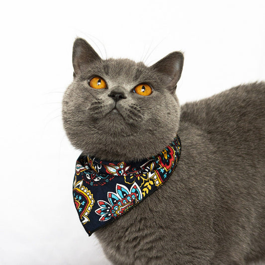 Paisley Floral Pet Bandana Scarf Bohemian Neckerchief for Cats and Dogs Bib