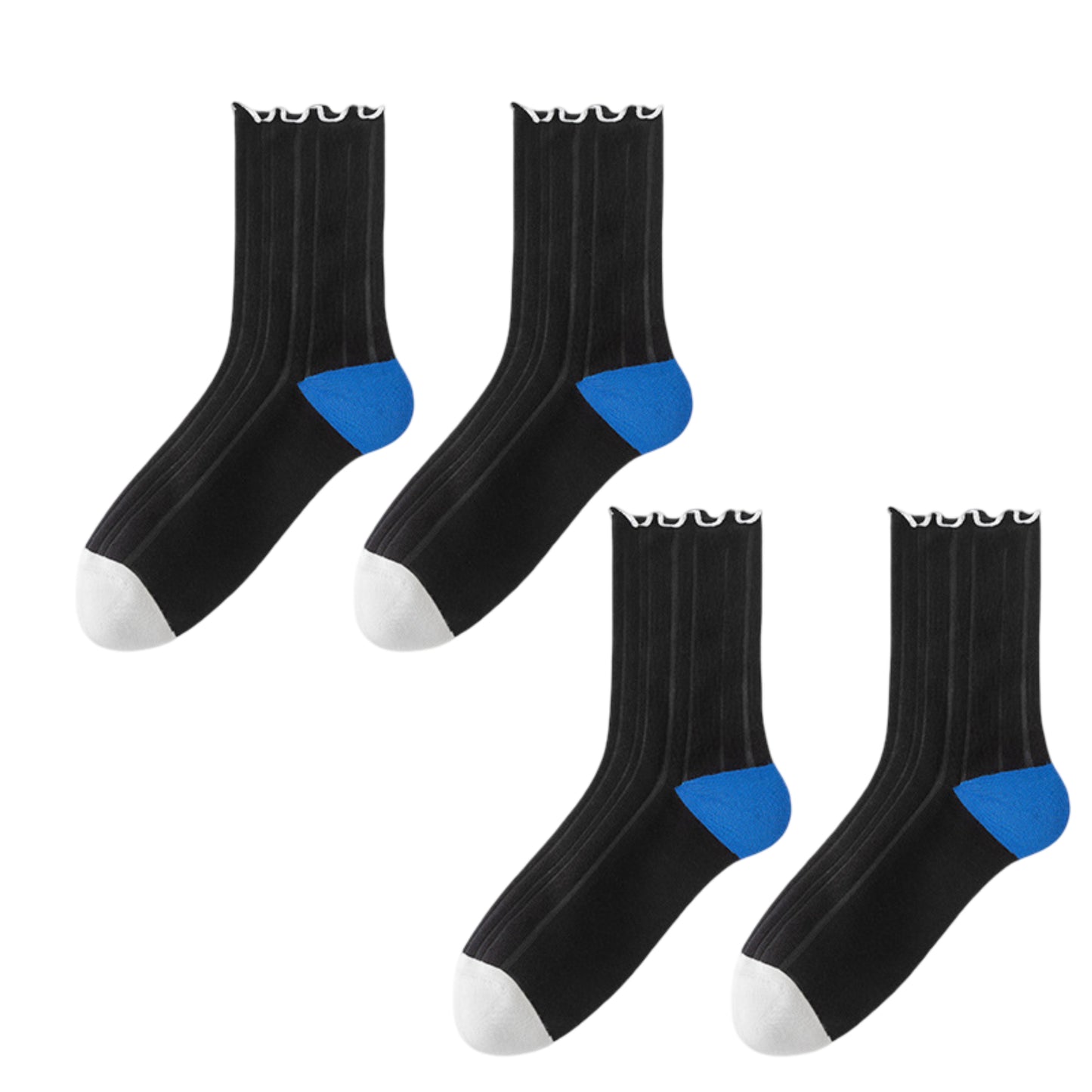Cotton Crew Socks Color Block Casual Fashion Socks Soft Breathable Stretch Ribbed Socks 2 Pack