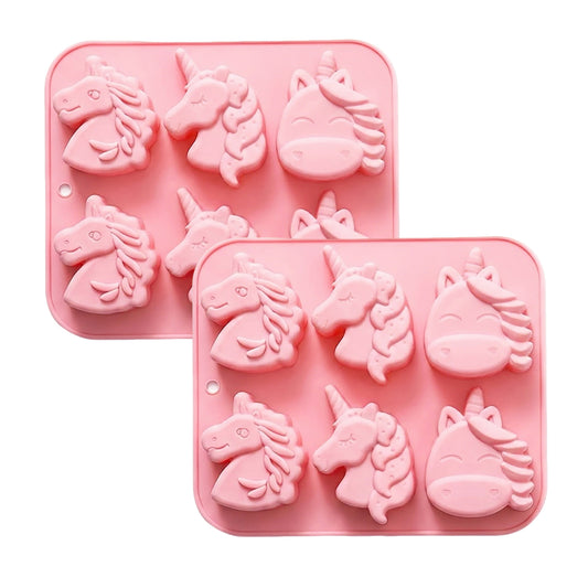 2-Piece Unicorn Silicone Baking Mold Set Nonstick Flexible Chocolate Candy Dessert Mold