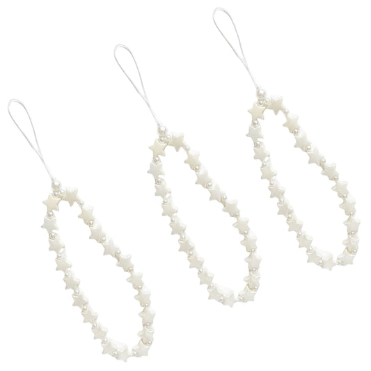 3-PC Star Beaded Phone Charm Strap with Pearl-Style Accent Beads