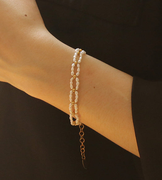 Pearl Rectangular Segments Beaded Bracelet