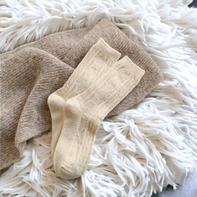 Winter Thickened Twisted Wool Mid-Calf Socks