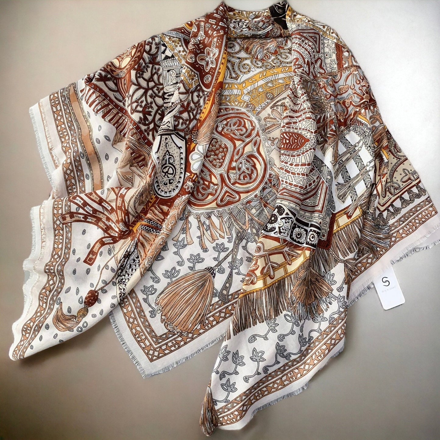 Light Luxury Printed Large Square Scarf With Loose Beard