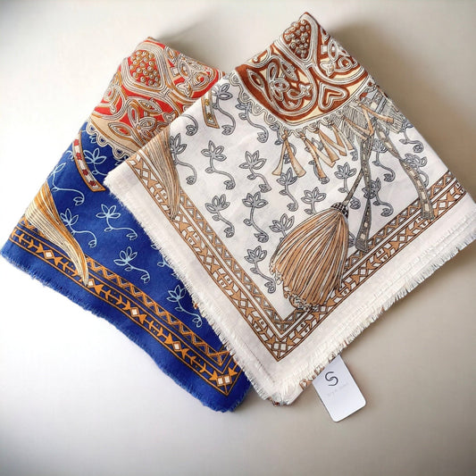 Light Luxury Printed Large Square Scarf With Loose Beard