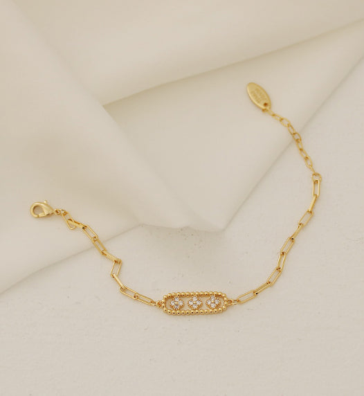 Triple Flower 18K Gold Plated Bracelet