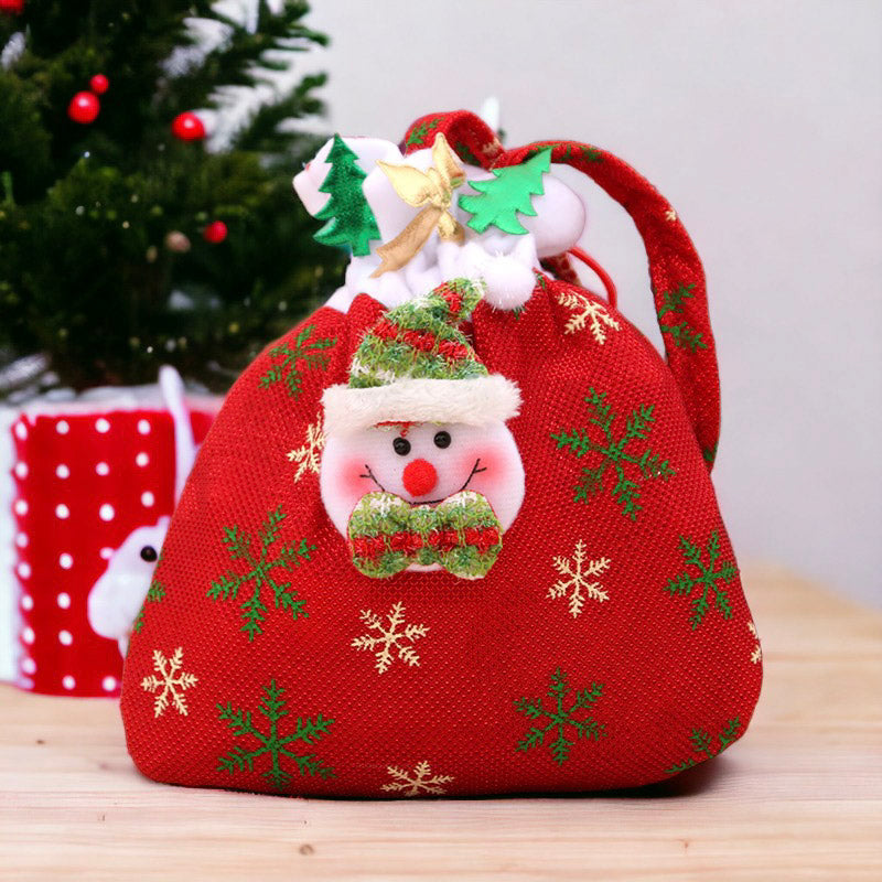 Festive Santa And Snowman Christmas Gift Bag