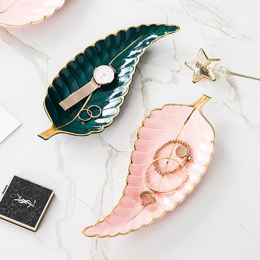 Leaf Shaped Ceramic Plate & Jewelry Dish