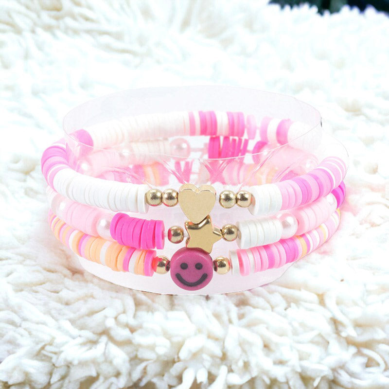 Set of Layered Soft Pottery Bead Bracelet