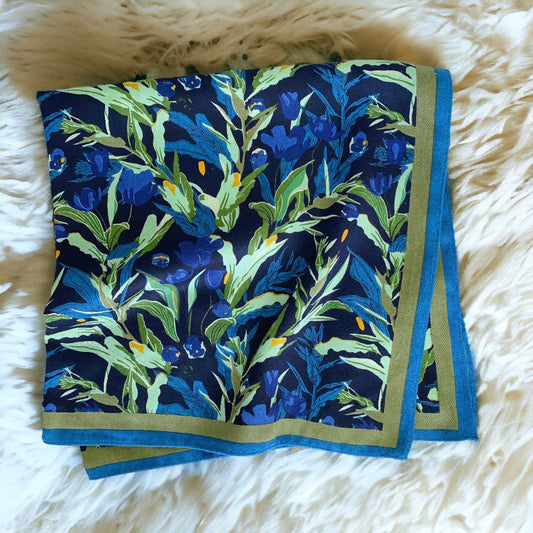 Flower Printed Silk Retro Scarf For Women