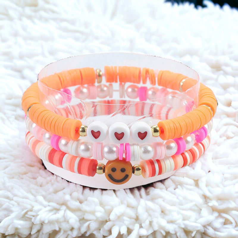Set of Layered Soft Pottery Bead Bracelet