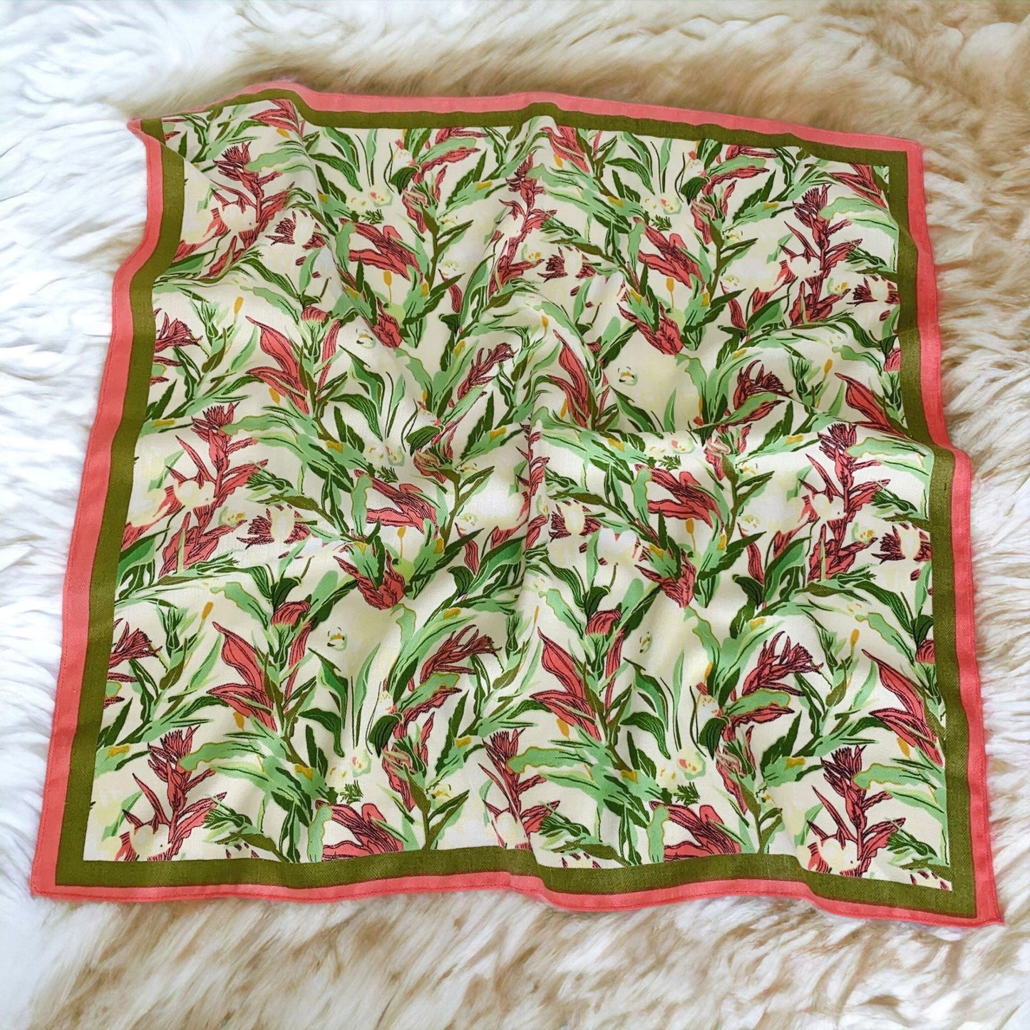 Flower Printed Silk Retro Scarf For Women