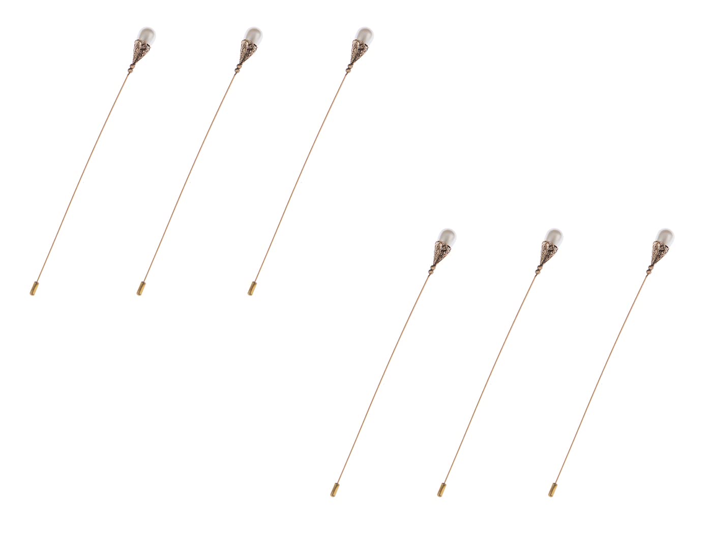 Women's Hat Pin Long Handle Golden Jewelry Retro Hollow Out Pearl Pins