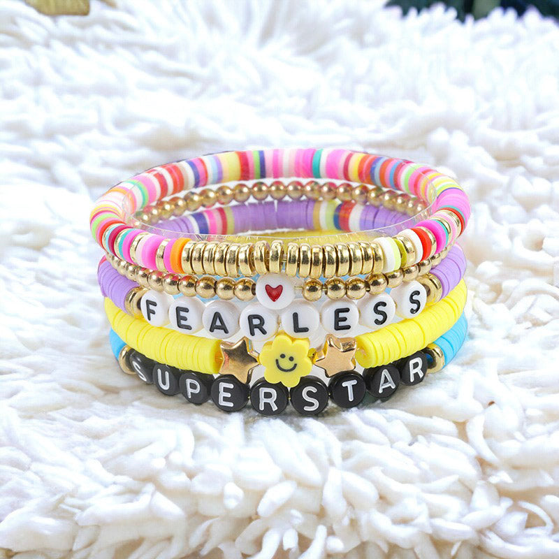 Set of Layered Soft Pottery Bead Bracelet