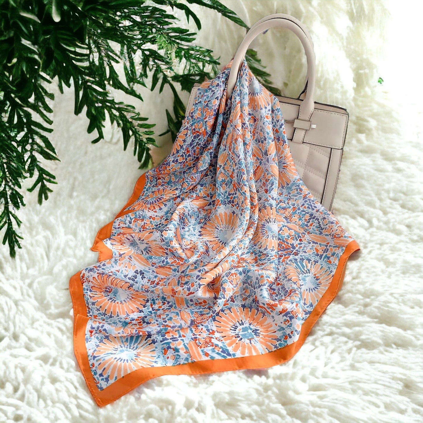 Daisy Printed Silk Square Scarf For Women