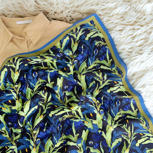 Flower Printed Silk Retro Scarf For Women