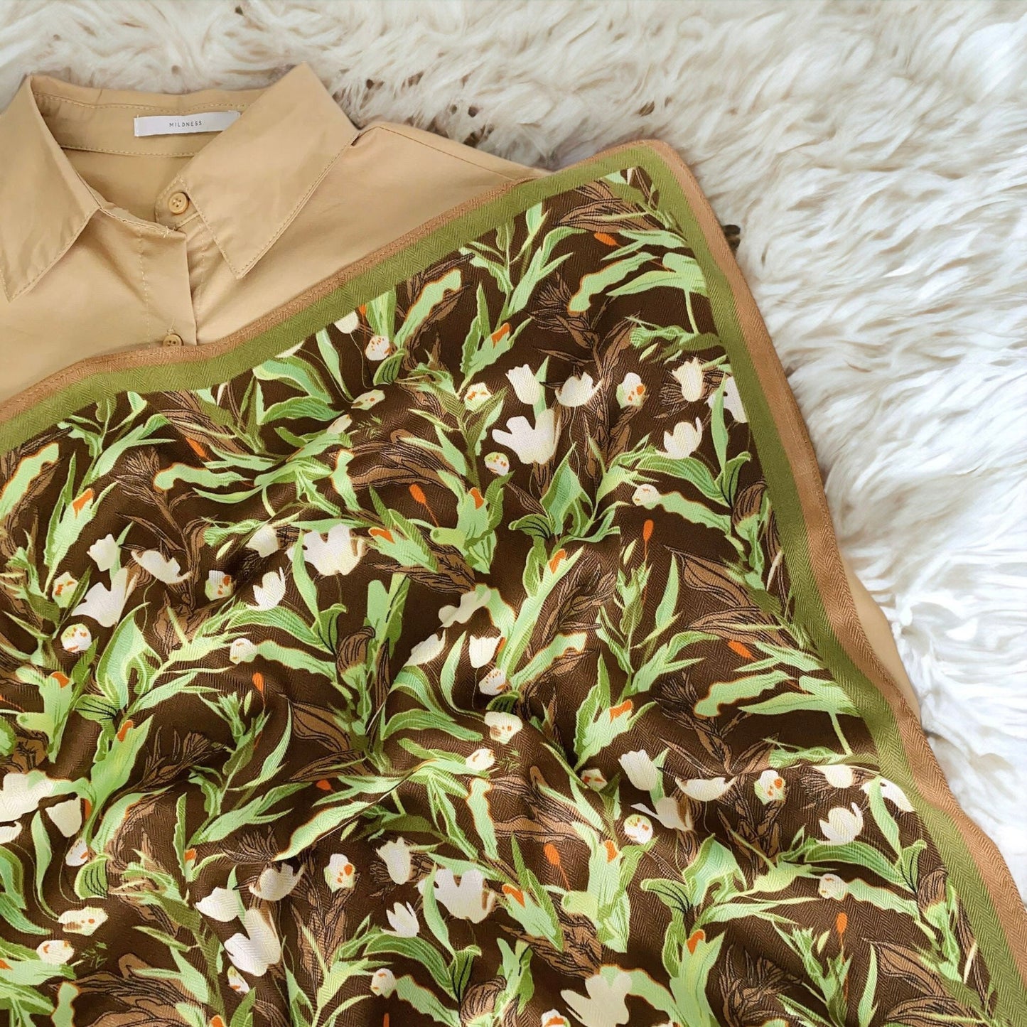 Flower Printed Silk Retro Scarf For Women
