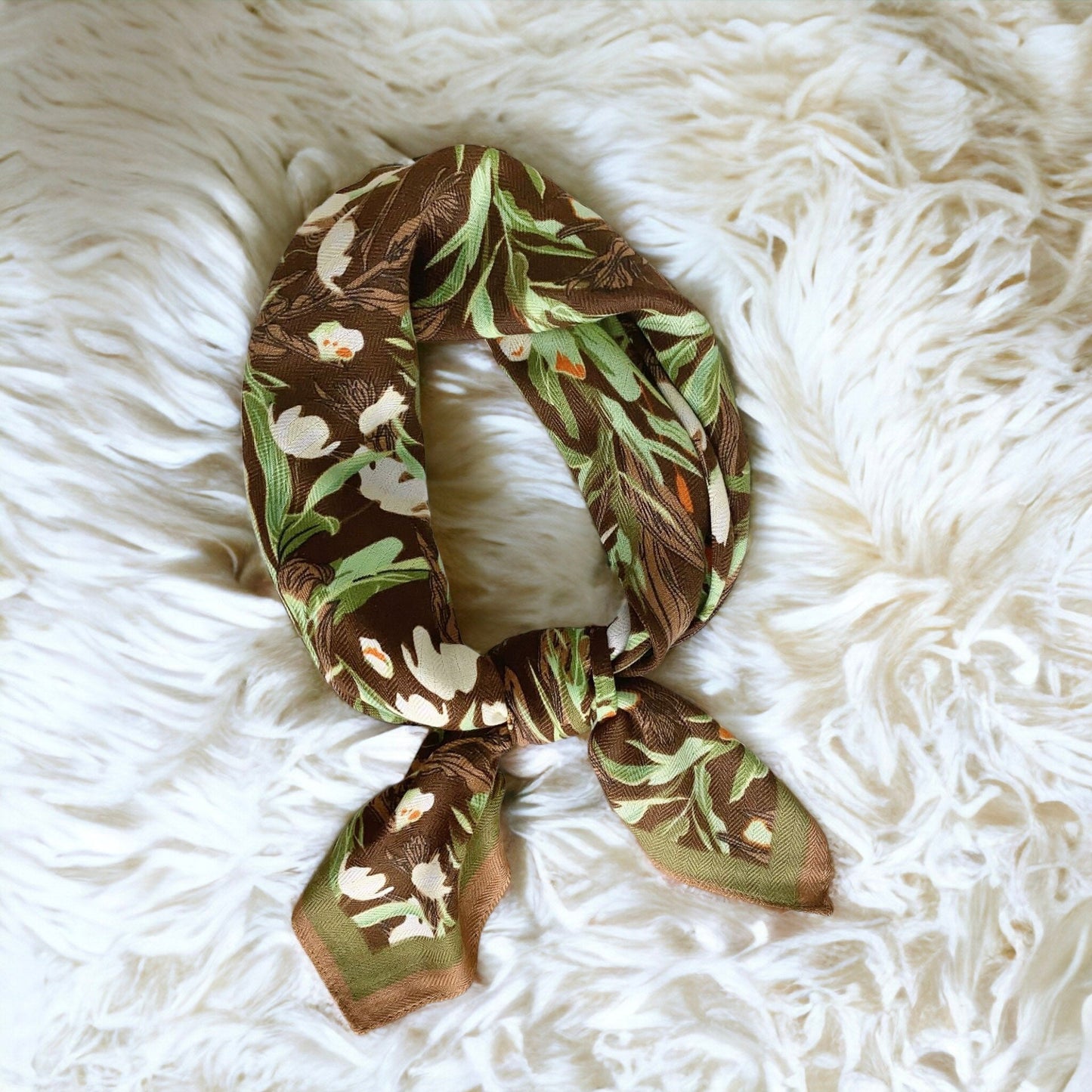 Flower Printed Silk Retro Scarf For Women