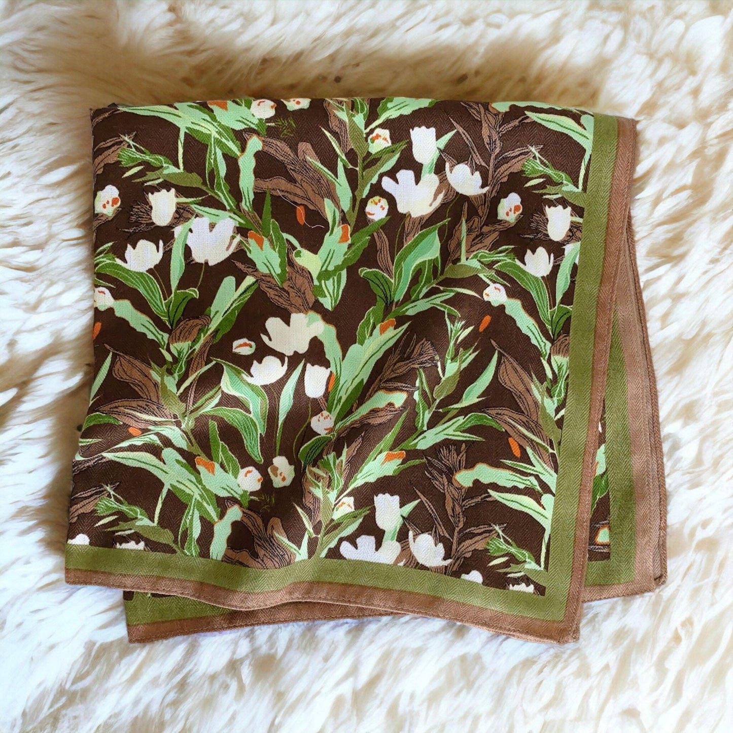 Flower Printed Silk Retro Scarf For Women