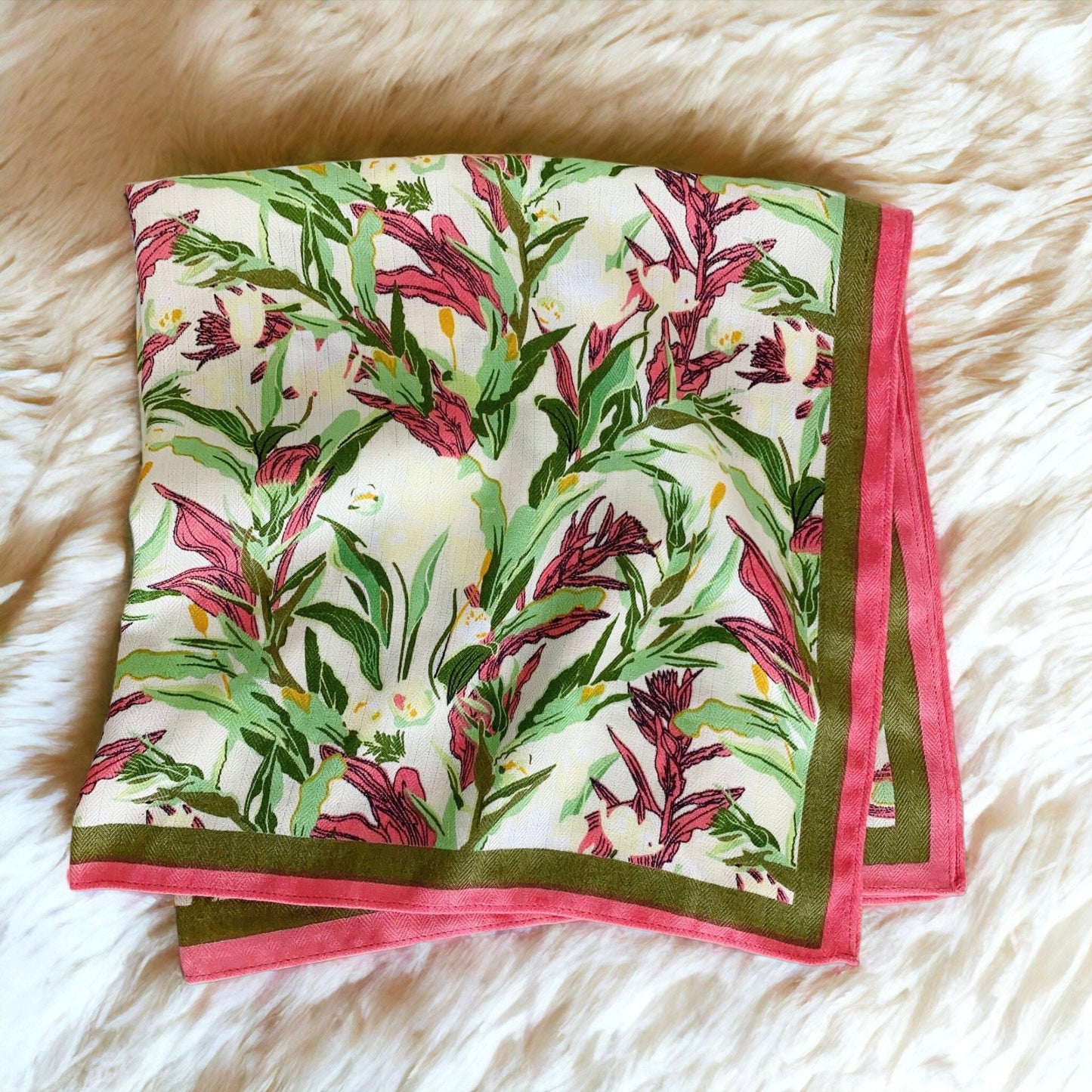Flower Printed Silk Retro Scarf For Women