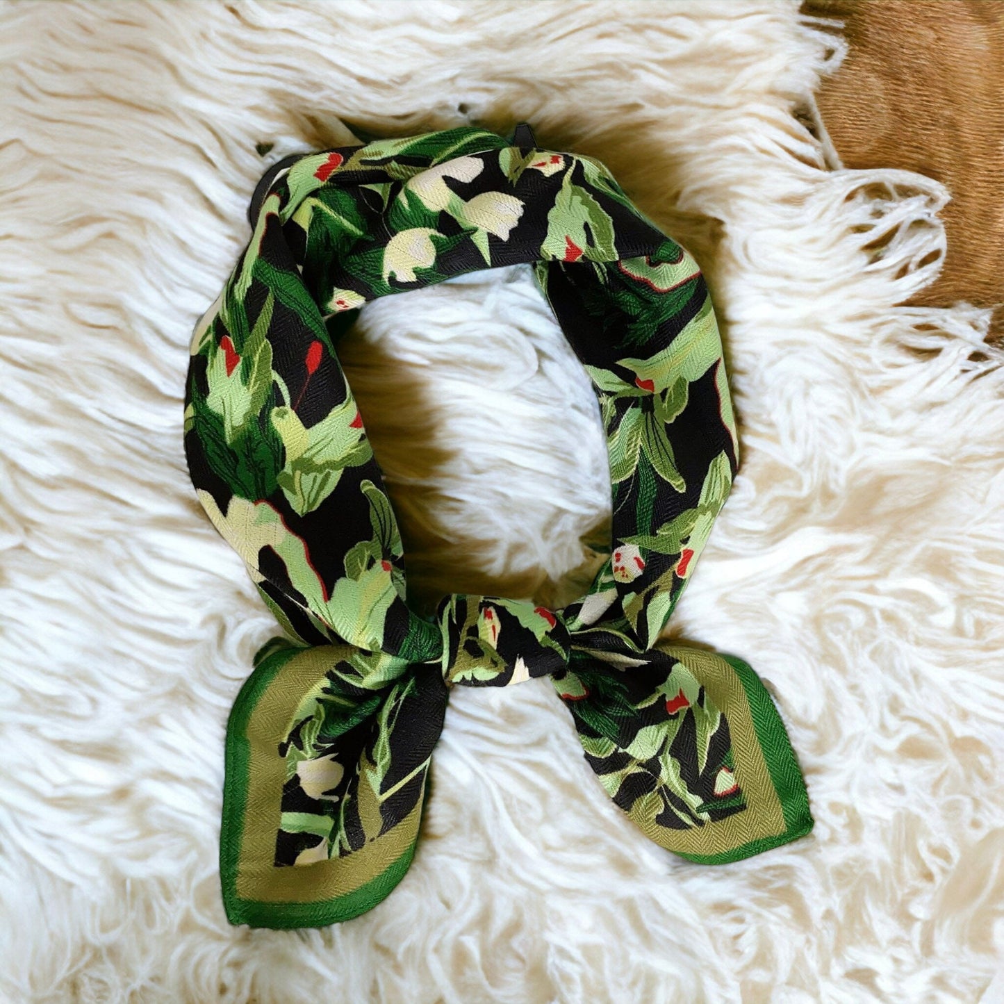 Flower Printed Silk Retro Scarf For Women