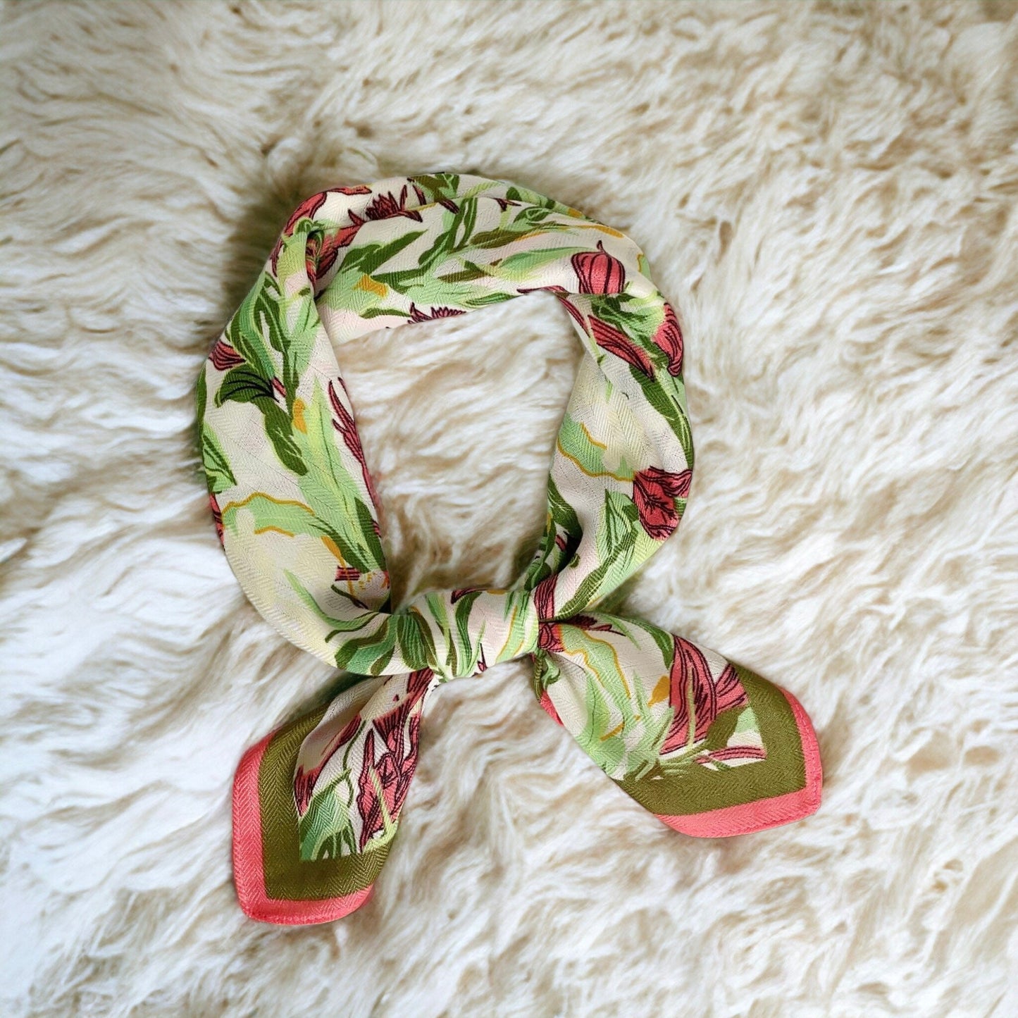 Flower Printed Silk Retro Scarf For Women