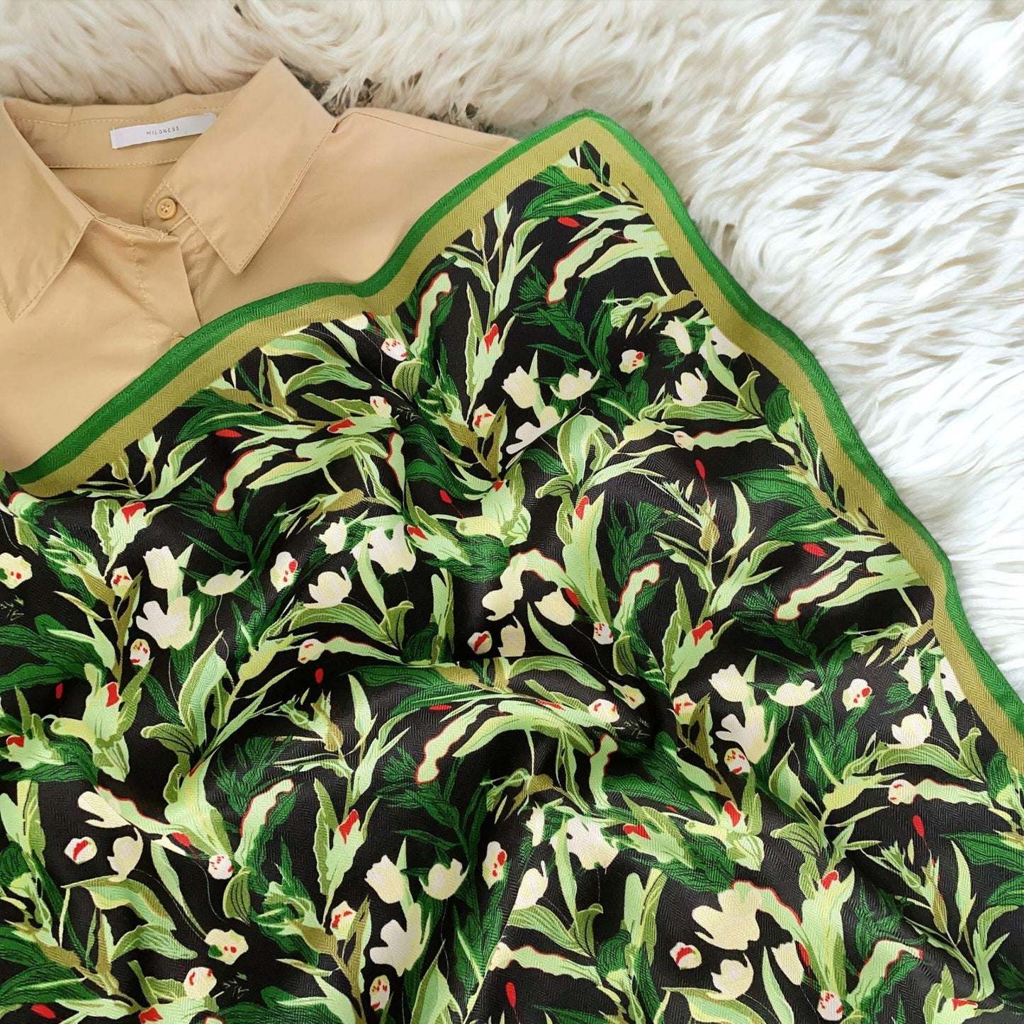 Flower Printed Silk Retro Scarf For Women