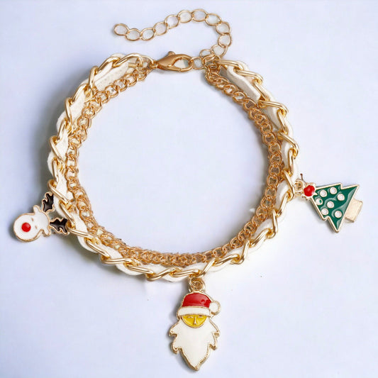3 Layered Set of Christmas Beaded Bracelet