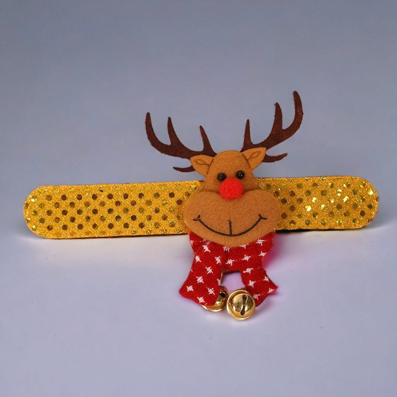 Festive Stuffed Toy with Hanging Bell Christmas Snap Bracelet