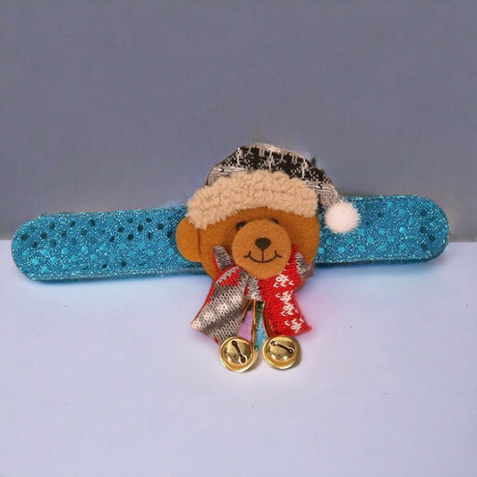 Festive Stuffed Toy with Hanging Bell Christmas Snap Bracelet