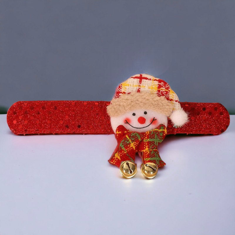 Festive Stuffed Toy with Hanging Bell Christmas Snap Bracelet