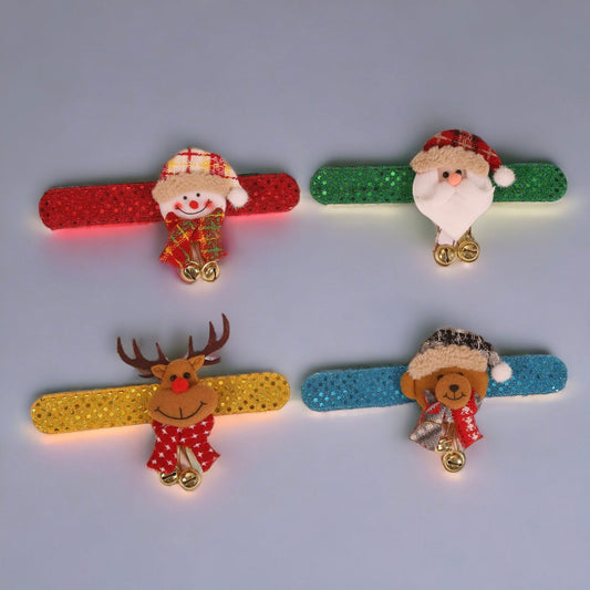 Festive Stuffed Toy with Hanging Bell Christmas Snap Bracelet