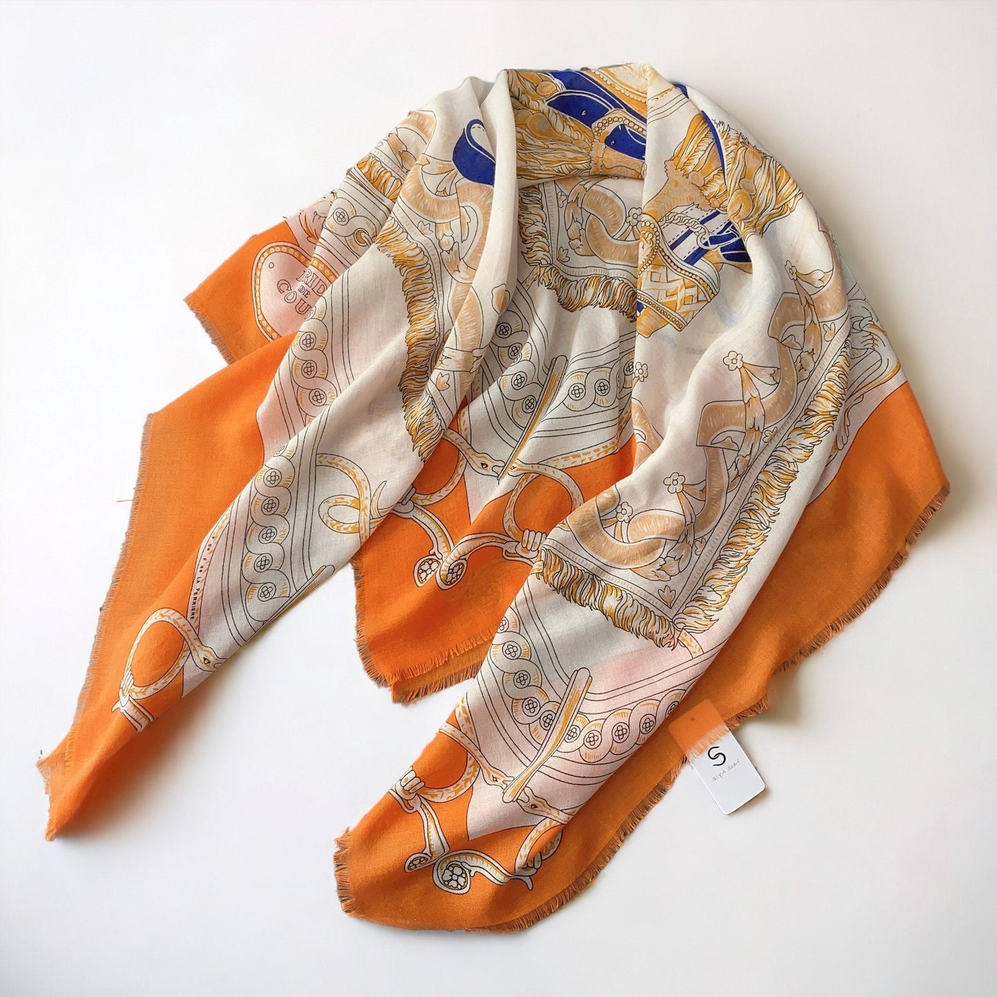Loose Bearded Large Square Shawl Silk Scarf