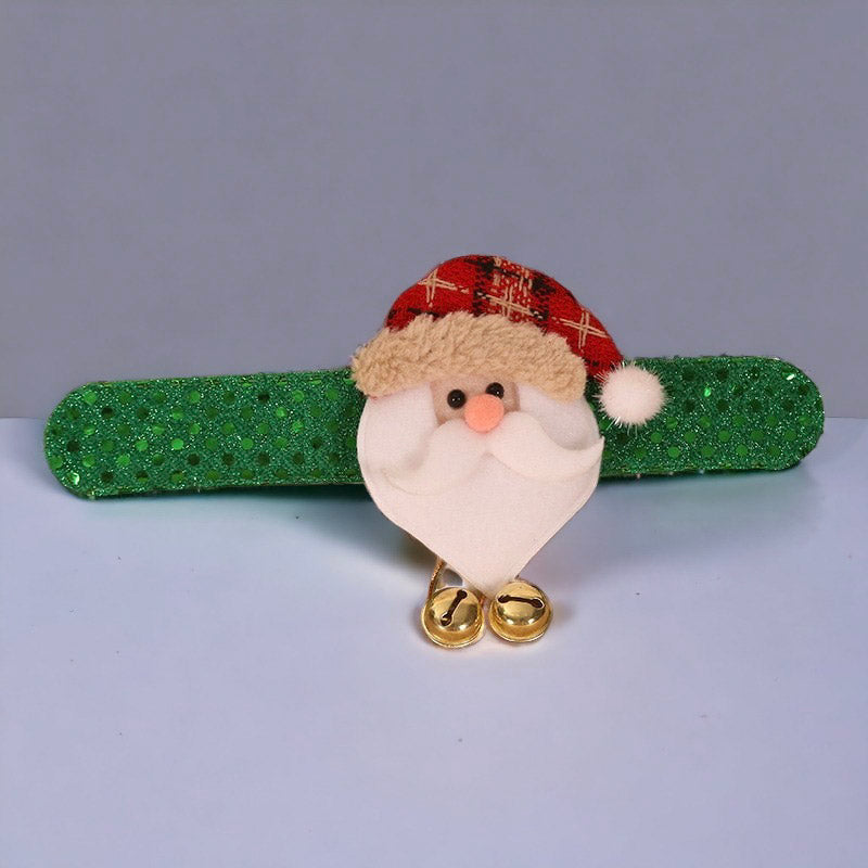 Festive Stuffed Toy with Hanging Bell Christmas Snap Bracelet